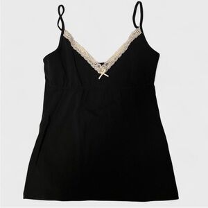 Brandy Melville Black Camisole Tank Top with Lace Trim